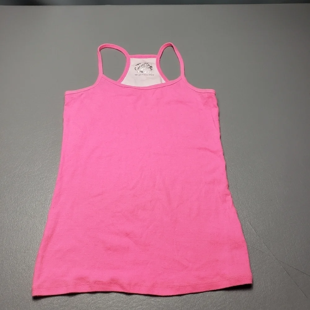 justice girls pink spaghetti strap tank top size 14